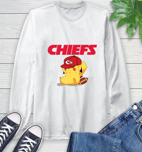 NFL Pikachu Football Sports Kansas City Chiefs Long Sleeve T-Shirt