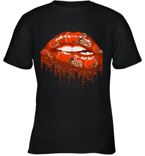 Biting Glossy Lips Sexy Cleveland Browns NFL Football Youth T-Shirt
