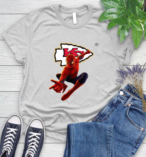 NFL Spider Man Avengers Endgame Football Kansas City Chiefs Women's T-Shirt