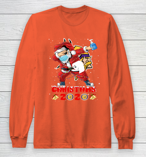 Minnesota Vikings Funny Santa Claus Dabbing Christmas 2020 NFL Long Sleeve T-Shirt 3