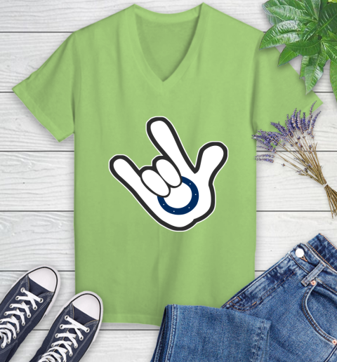 Indianapolis Colts NFL Football Mickey Rock Hand Disney Women's V-Neck T-Shirt 11