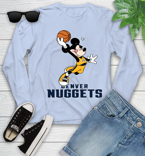 NBA Basketball Denver Nuggets Cheerful Mickey Mouse Shirt Youth Long Sleeve 9