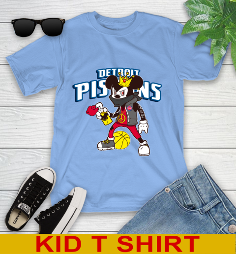 Detroit Pistons NBA Basketball Mickey Peace Sign Sports Youth T-Shirt 11