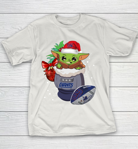 New York Giants Christmas Baby Yoda Star Wars Funny Happy NFL Youth T-Shirt 11