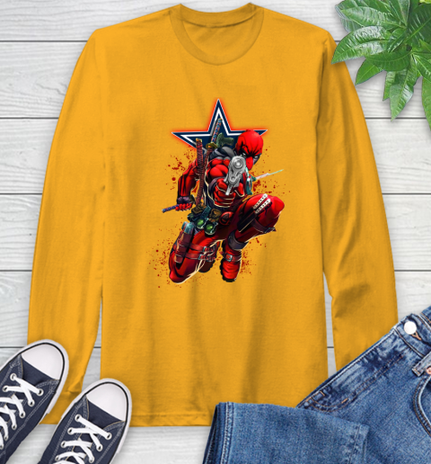 NFL Deadpool Marvel Comics Sports Football Dallas Cowboys Long Sleeve T-Shirt 3