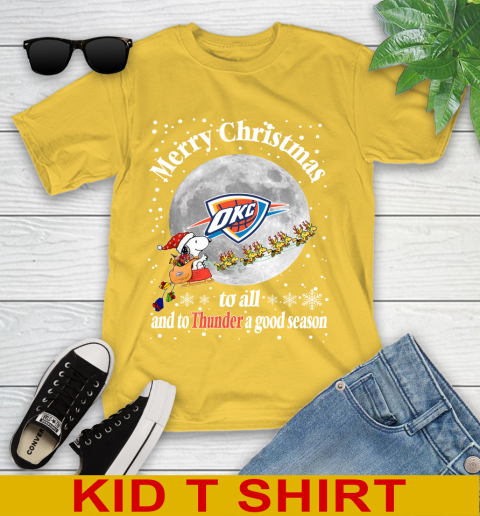 Oklahoma City Thunder Merry Christmas To All And To Thunder A Good Season NBA Basketball Sports Youth T-Shirt - Image 10