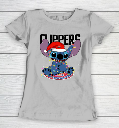 LA Clippers NBA noel stitch Basketball Christmas Women's T-Shirt 3