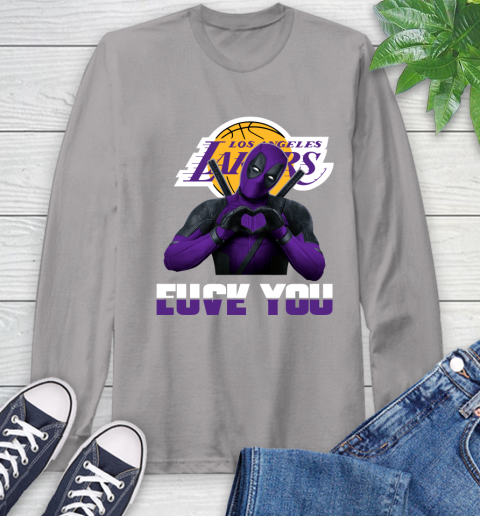 NBA Los Angeles Lakers Deadpool Love You Fuck You Basketball Long Sleeve T-Shirt 6