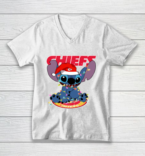 Kansas City Chiefs NFL Football noel stitch Christmas V-Neck T-Shirt