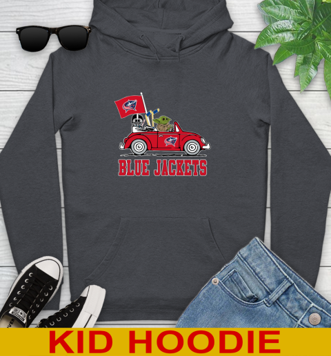 NHL Hockey Columbus Blue Jackets Darth Vader Baby Yoda Driving Star Wars Shirt Youth Hoodie 9