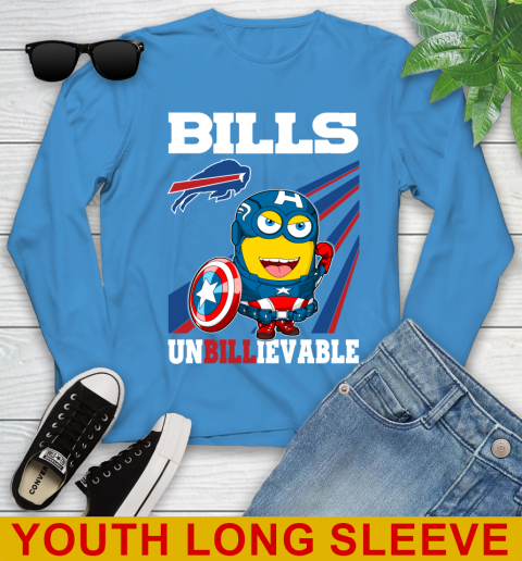 NFL Football Buffalo Bills Captain America Marvel Avengers Minion Shirt Youth Long Sleeve 8