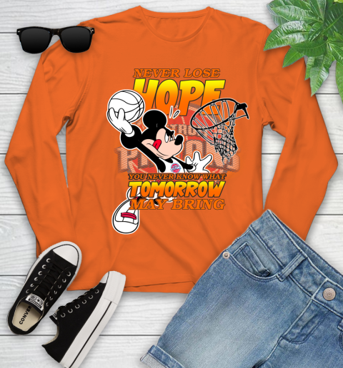 Detroit Pistons NBA Basketball Mickey Disney Never Lose Hope Youth Long Sleeve 3
