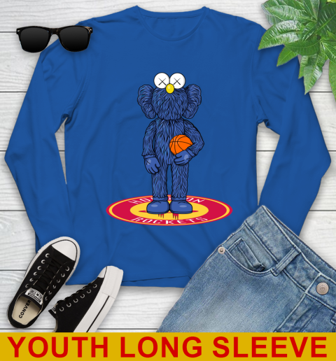 NBA Basketball Houston Rockets Kaws Bff Blue Figure Shirt Youth Long Sleeve 10