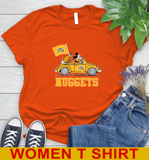 NBA Basketball Denver Nuggets Pluto Mickey Driving Disney Shirt Women's T-Shirt 4