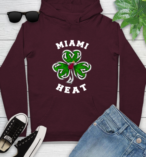 NBA Miami Heat Three Leaf Clover St Patrick's Day Basketball Sports Youth Hoodie 7