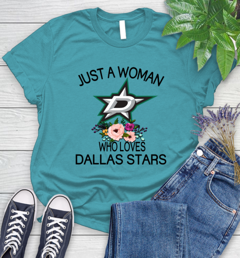 NHL Just A Woman Who Loves Dallas Stars Hockey Sports Women's T-Shirt 11