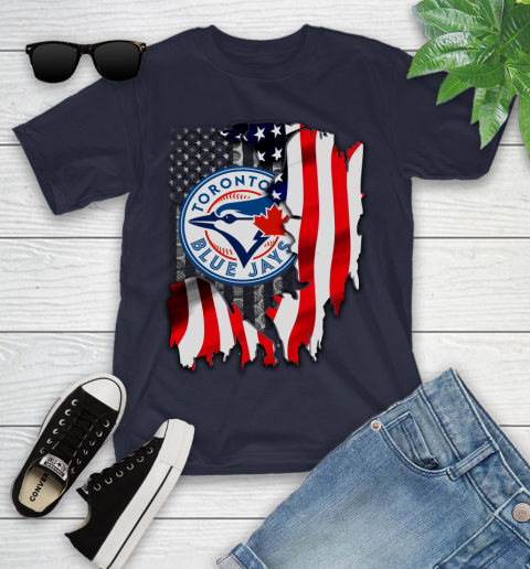 Toronto Blue Jays MLB Baseball American Flag Youth T-Shirt 2