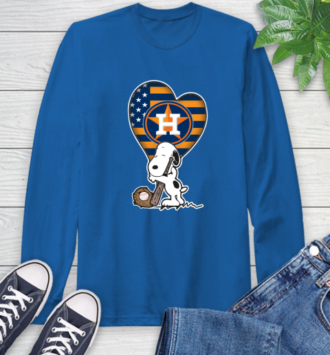 Houston Astros MLB Baseball The Peanuts Movie Adorable Snoopy Long Sleeve T-Shirt 9
