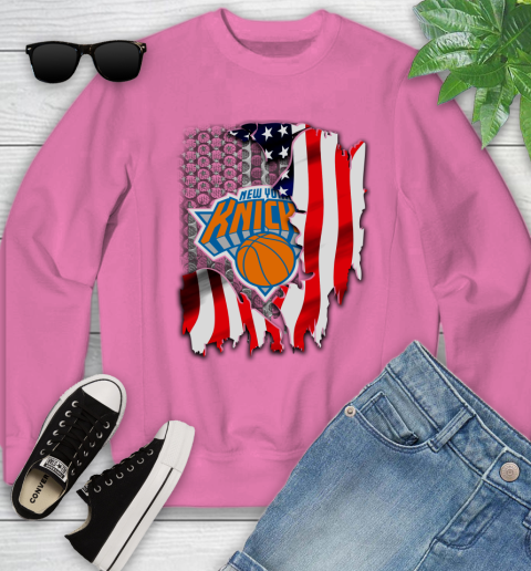 New York Knicks NBA Basketball American Flag Youth Sweatshirt 6