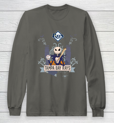 MLB Tampa Bay Rays Baseball Jack Skellington Halloween Long Sleeve T-Shirt 5