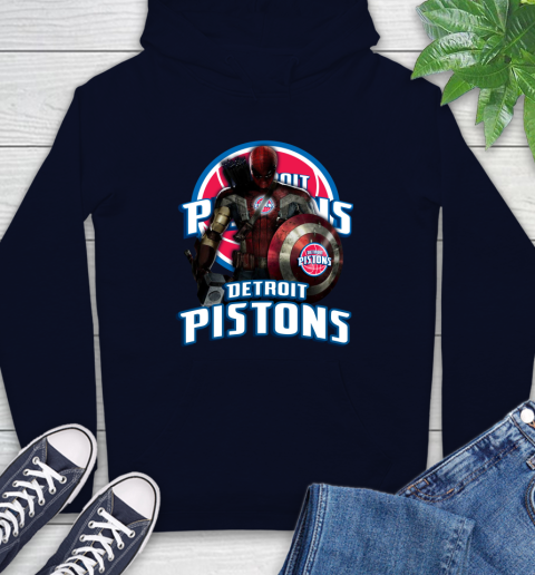 Detroit Pistons NBA Basketball Captain America Thor Spider Man Hawkeye Avengers Hoodie 4