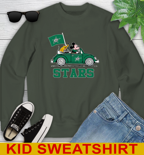 NHL Hockey Dallas Stars Pluto Mickey Driving Disney Shirt Youth Sweatshirt 9