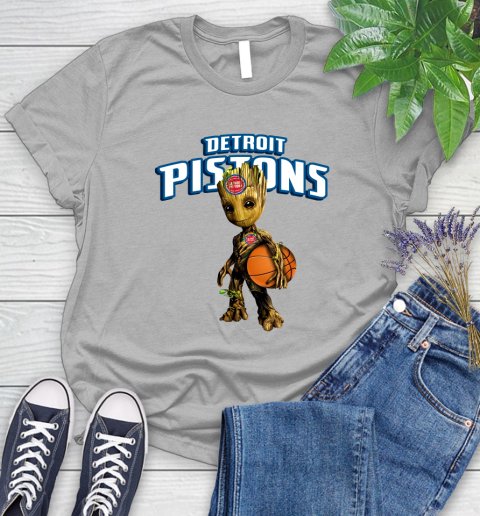 Detroit Pistons NBA Basketball Groot Marvel Guardians Of The Galaxy Women's T-Shirt 5