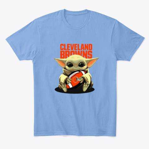 8sui baby yoda loves the cleveland browns classic t shirt 2 front carolina blue