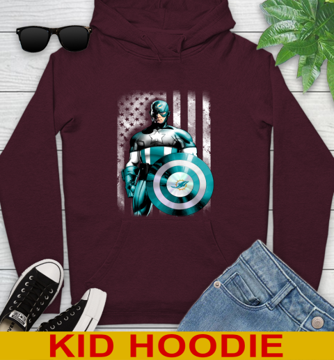 Miami Dolphins NFL Football Captain America Marvel Avengers American Flag Shirt Youth Hoodie 7