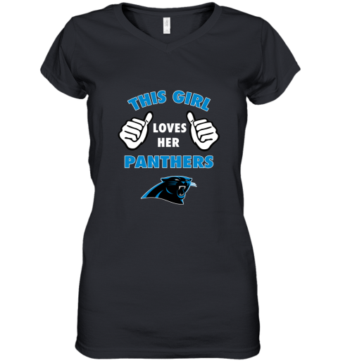 This Girl Loves Her Carolina Panthers Women's V-Neck T-Shirt