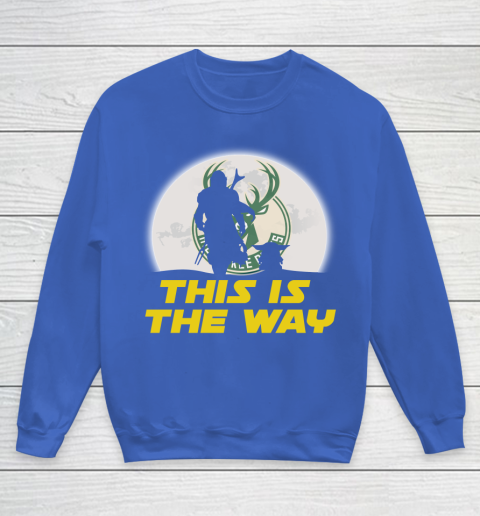 Milwaukee Bucks NBA Basketball Star Wars Yoda And Mandalorian This Is The Way Youth Sweatshirt 6