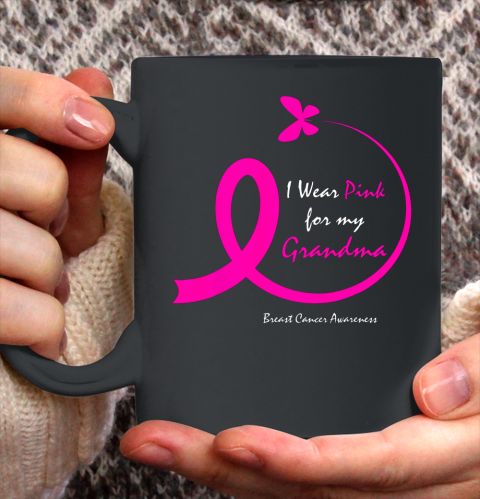 Butterfly I Wear Pink For My Grandma Breast Cancer Awareness Ceramic Mug 11oz