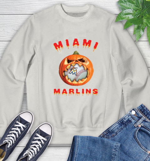 MLB Miami Marlins Halloween Pumpkin Baseball Sports Sweatshirt 12