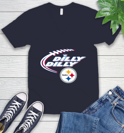 NFL Pittsburgh Steelers Dilly Dilly Football Sports V-Neck T-Shirt 3