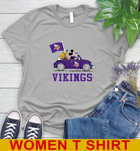 NFL Football Minnesota Vikings Pluto Mickey Driving Disney Shirt Women's T-Shirt 5