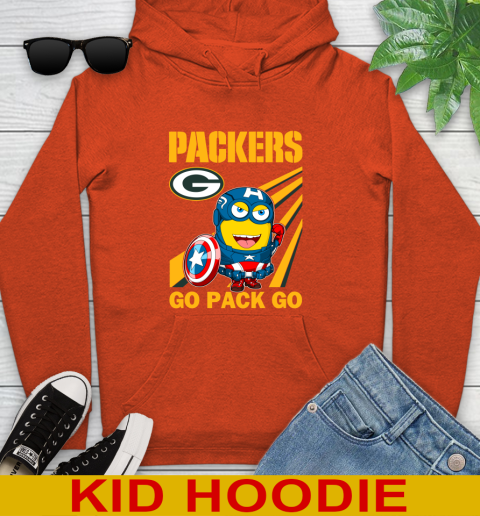 NFL Football Green Bay Packers Captain America Marvel Avengers Minion Shirt Youth Hoodie 4