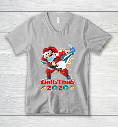 Miami Dolphins Funny Santa Claus Dabbing Christmas 2020 NFL V-Neck T-Shirt 3