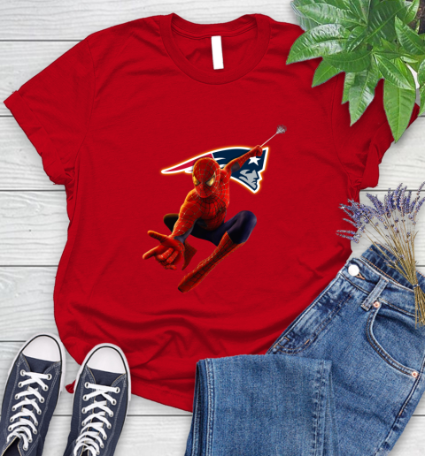 NFL Spider Man Avengers Endgame Football New England Patriots Women's T-Shirt 9