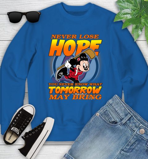New Jersey Devils NHL Hockey ootball Mickey Disney Never Lose Hope Youth Sweatshirt 7