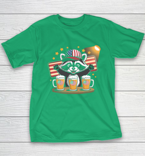 Raccoon red white and brew Funny Independence Day 4th of July Youth T-Shirt 4