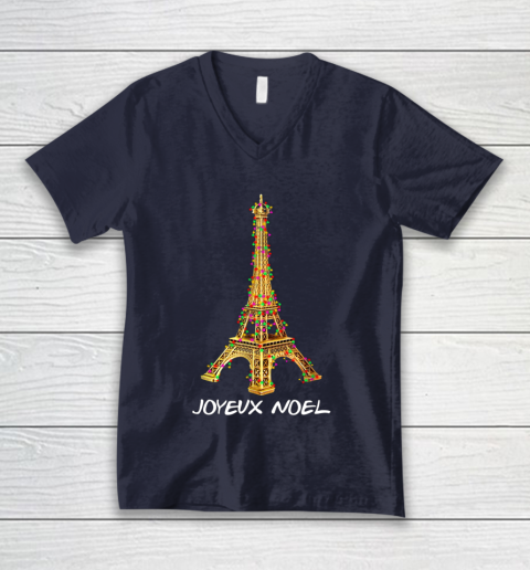 Joyeux Noel French Merry Christmas Eiffel Tower V-Neck T-Shirt 2