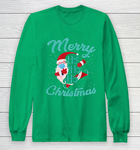 Merry Christmas Ho Ho Ho Santa Claus Wearing A Face Mask Long Sleeve T-Shirt 4