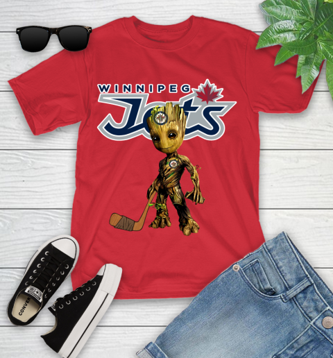 Winnipeg Jets NHL Hockey Groot Marvel Guardians Of The Galaxy Youth T-Shirt 10