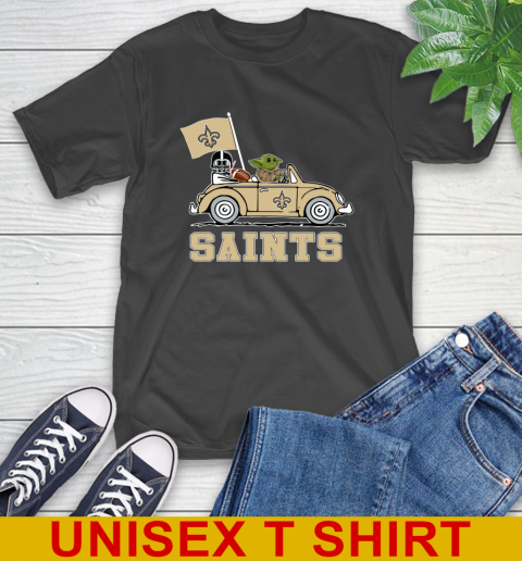 NFL Football New Orleans Saints Darth Vader Baby Yoda Driving Star Wars Shirt T-Shirt 2