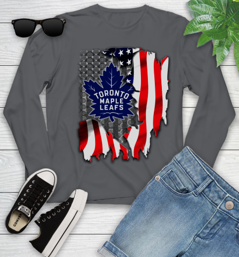 Toronto Maple Leafs NHL Hockey American Flag Youth Long Sleeve 9