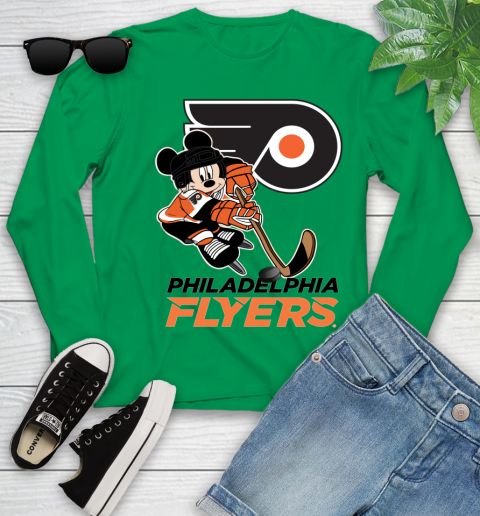NHL Philadelphia Flyers Mickey Mouse Disney Hockey T Shirt Youth Long Sleeve 6