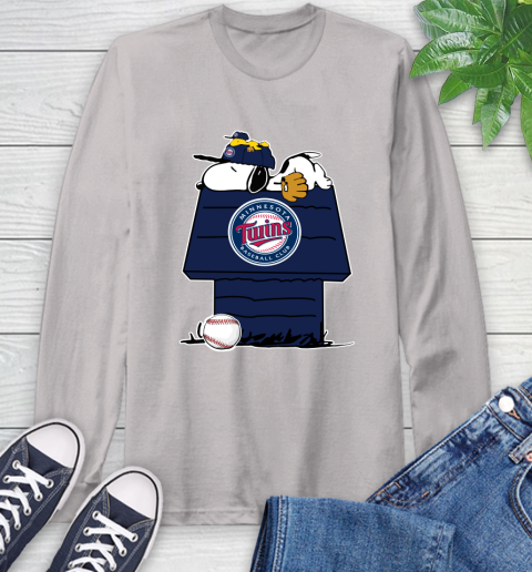 MLB Minnesota Twins Snoopy Woodstock The Peanuts Movie Baseball T Shirt Long Sleeve T-Shirt 12