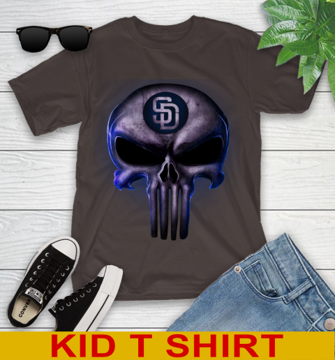 San Diego Padres MLB Baseball Punisher Skull Sports Youth T-Shirt 6