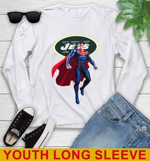 NFL Superman DC Sports Football New York Jets Youth Long Sleeve