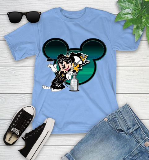 NHL Pittsburgh Penguins Stanley Cup Mickey Mouse Disney Hockey T Shirt Youth T-Shirt 11